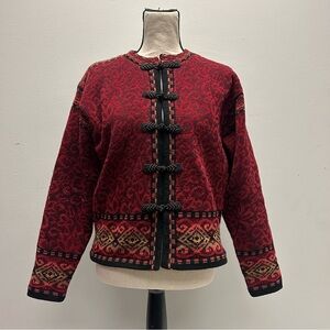ColdWater Creek- Red and Black Vintage Cardigan